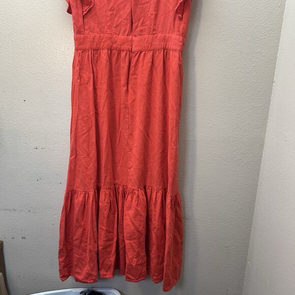 For Cynthia SZ M Linen Blend Maxi Dress Lagenlook Coastal Cottagecore Flutter - Picture 11 of 13